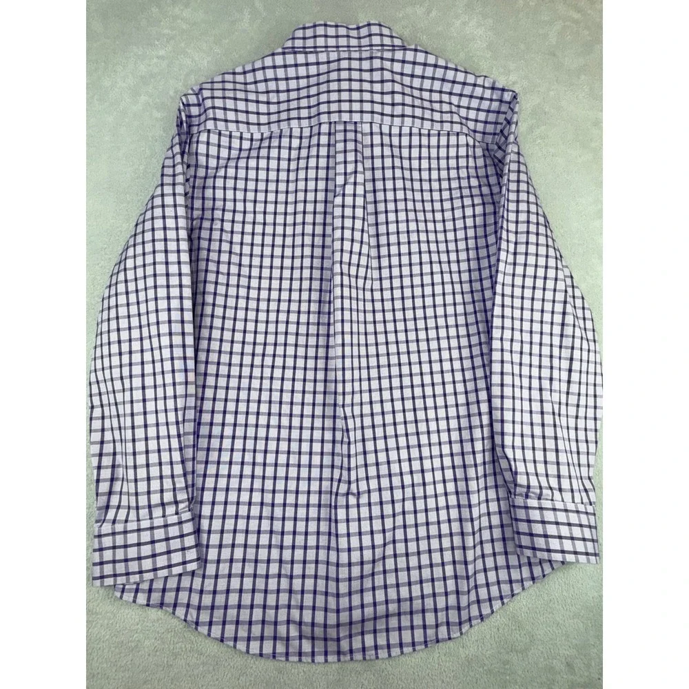 Jos. A. Bank Traveler Mens Large‎ Tailored Fit Purple Check Cotton Button Shirt